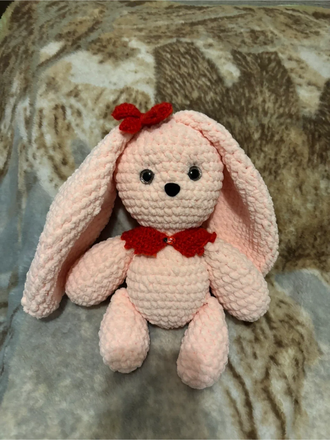 Handmade Crochet Pink Bunny Plush