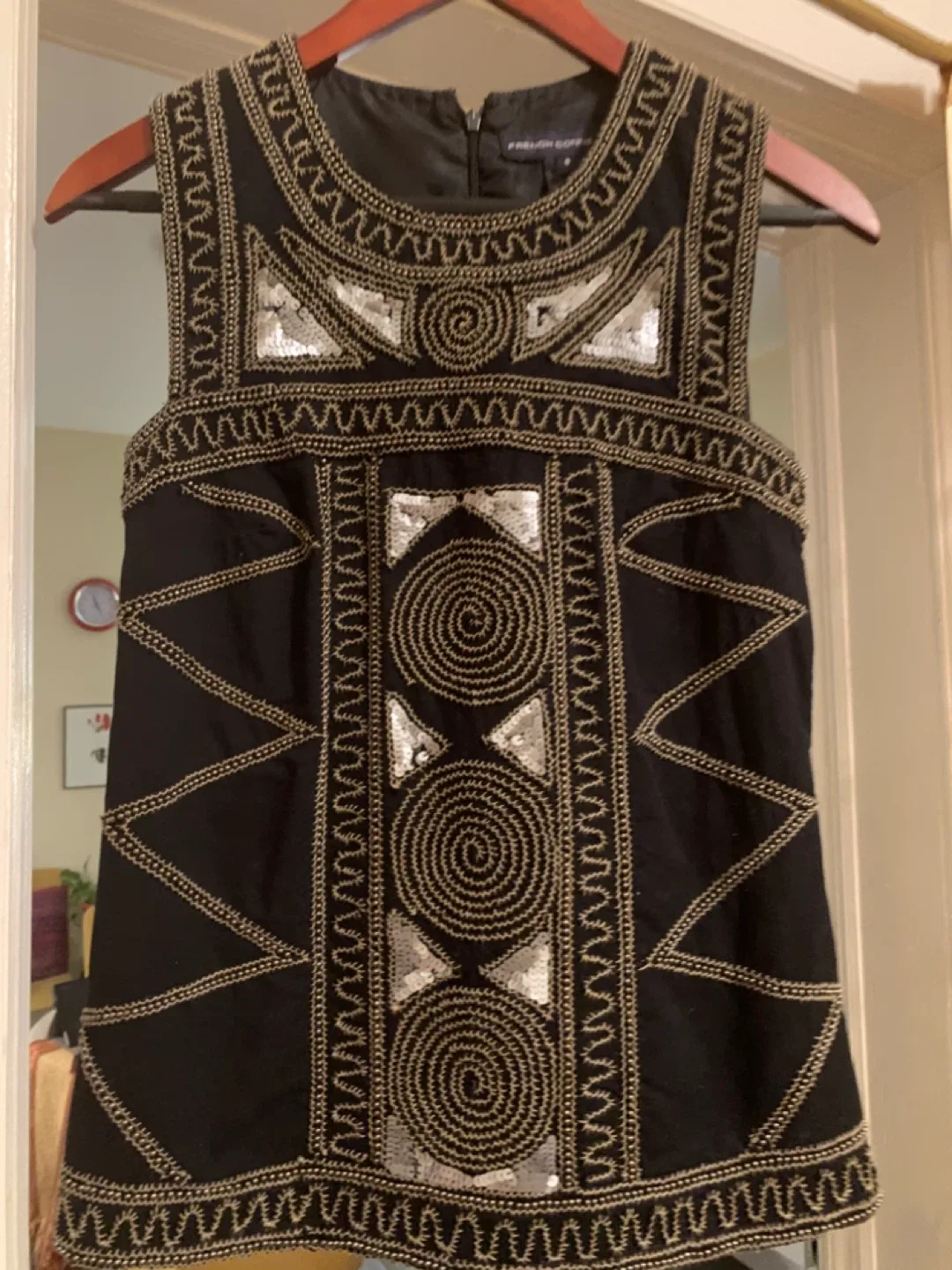 French Connection Silver and Black Ethnic Top  Size 0 image indicator(3)