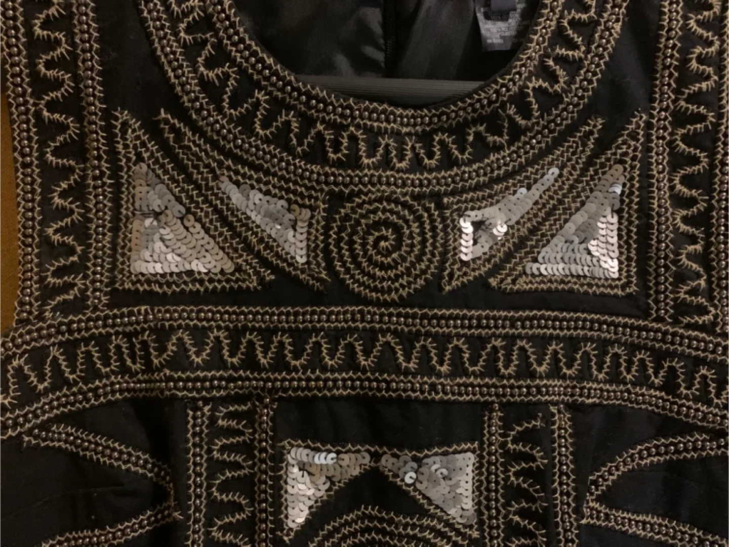 French Connection Silver and Black Ethnic Top  Size 0