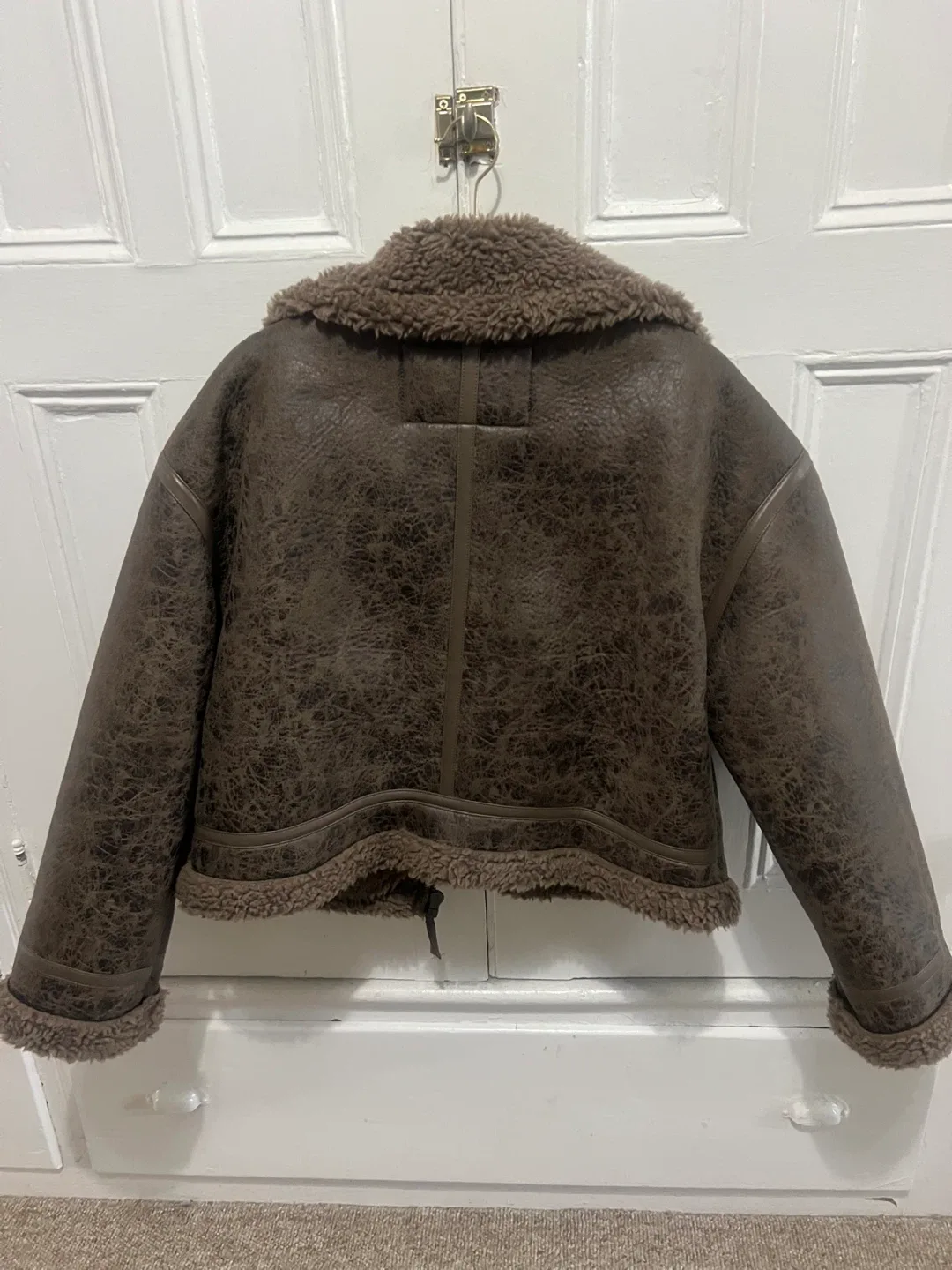 American Eagle Brown Faux Leather Aviator Jacket - L image indicator(2)