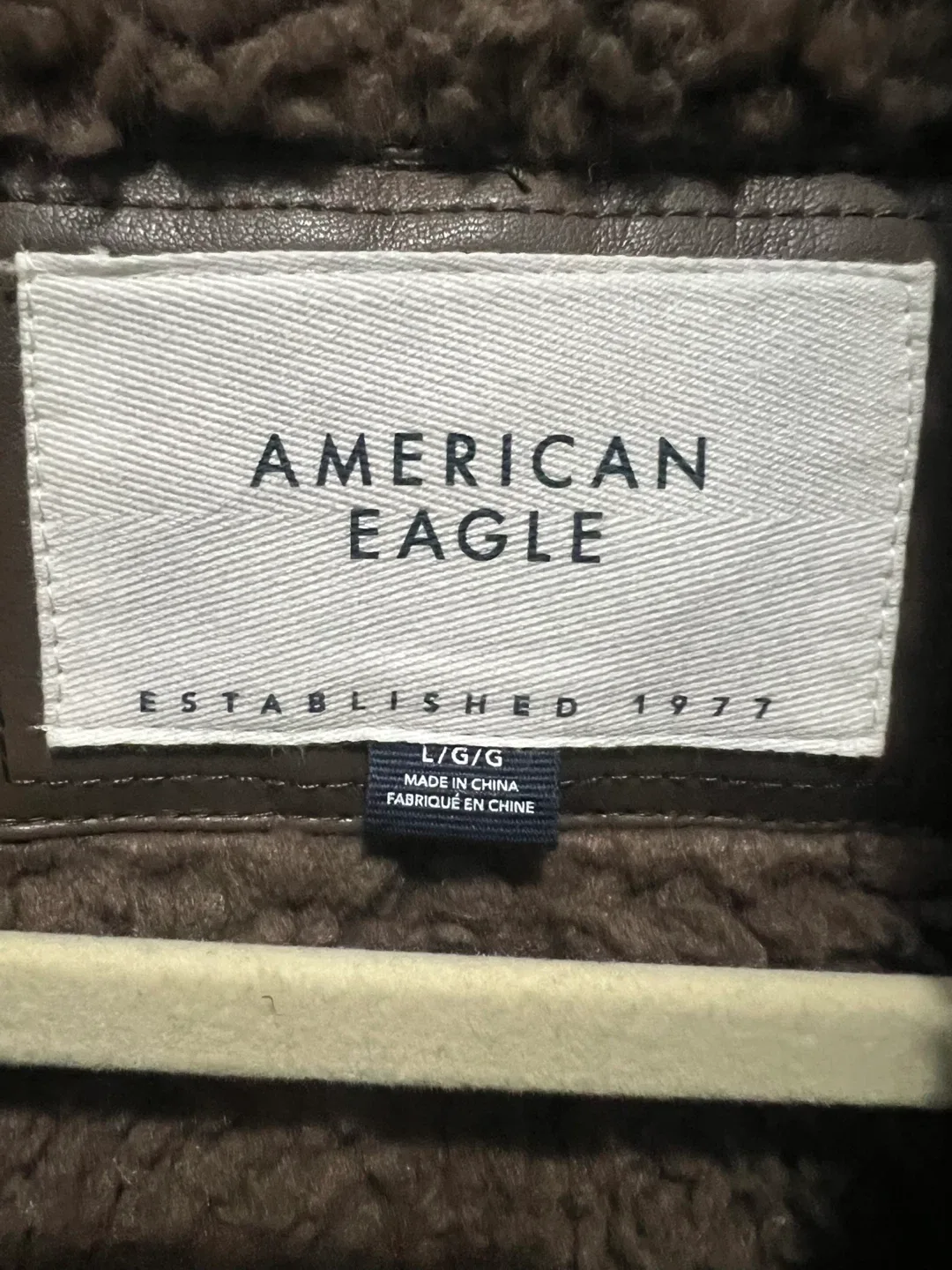 American Eagle Brown Faux Leather Aviator Jacket - L image indicator(3)