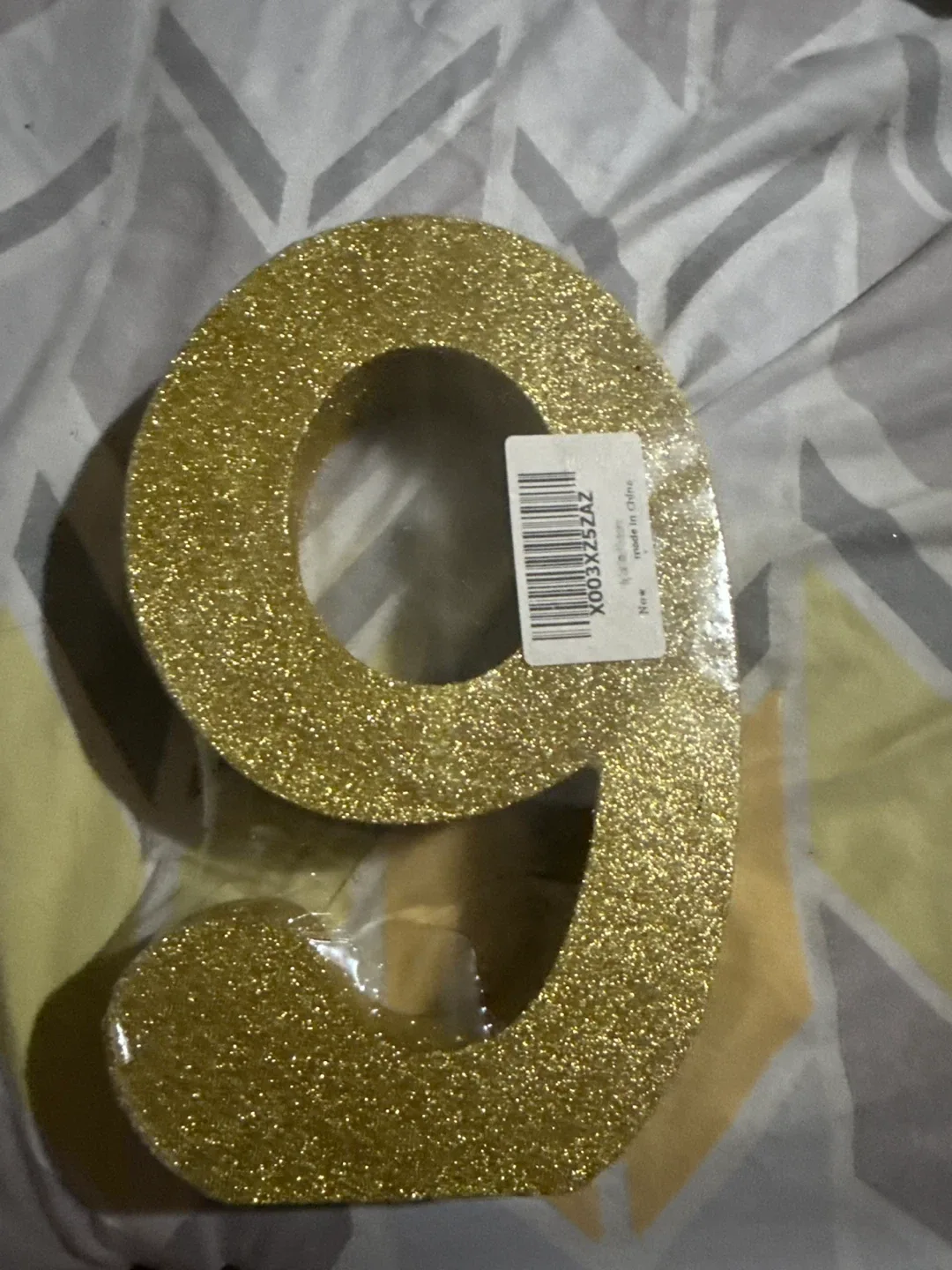 Gold Glitter Number 9 - New