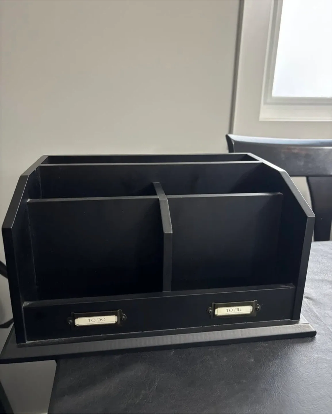 Black Wooden Desk Organizer