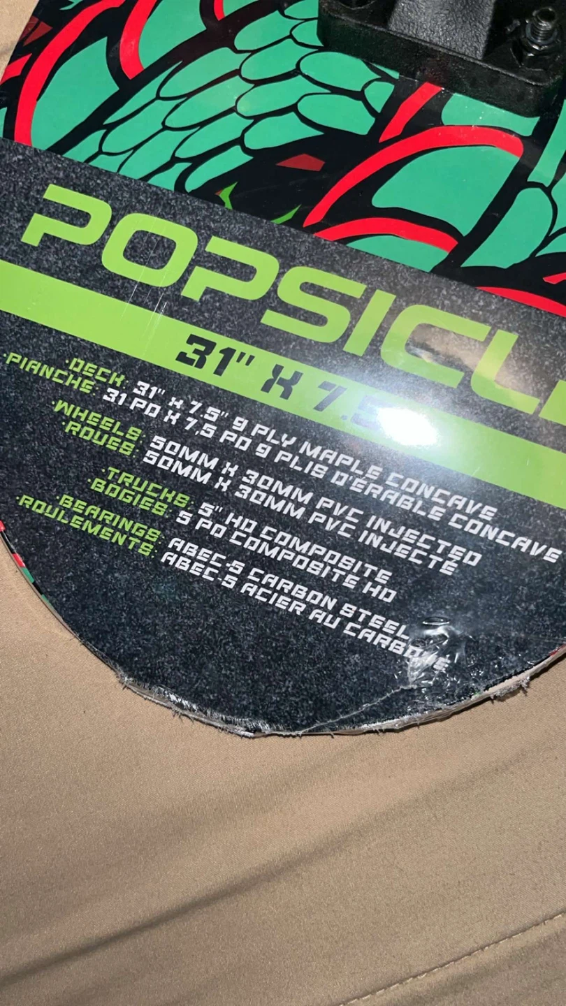 Popsicle Skateboard Deck 31" x 7.5" - photo 3