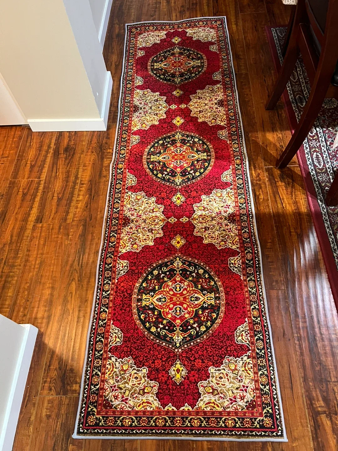 Red Patterned Runner Rug