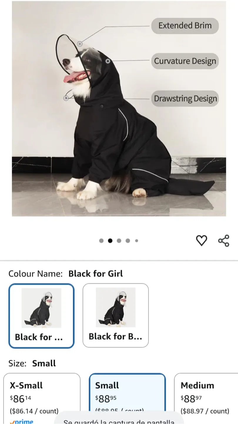 TOBOSS Dog Raincoat, Small, Black image indicator(2)