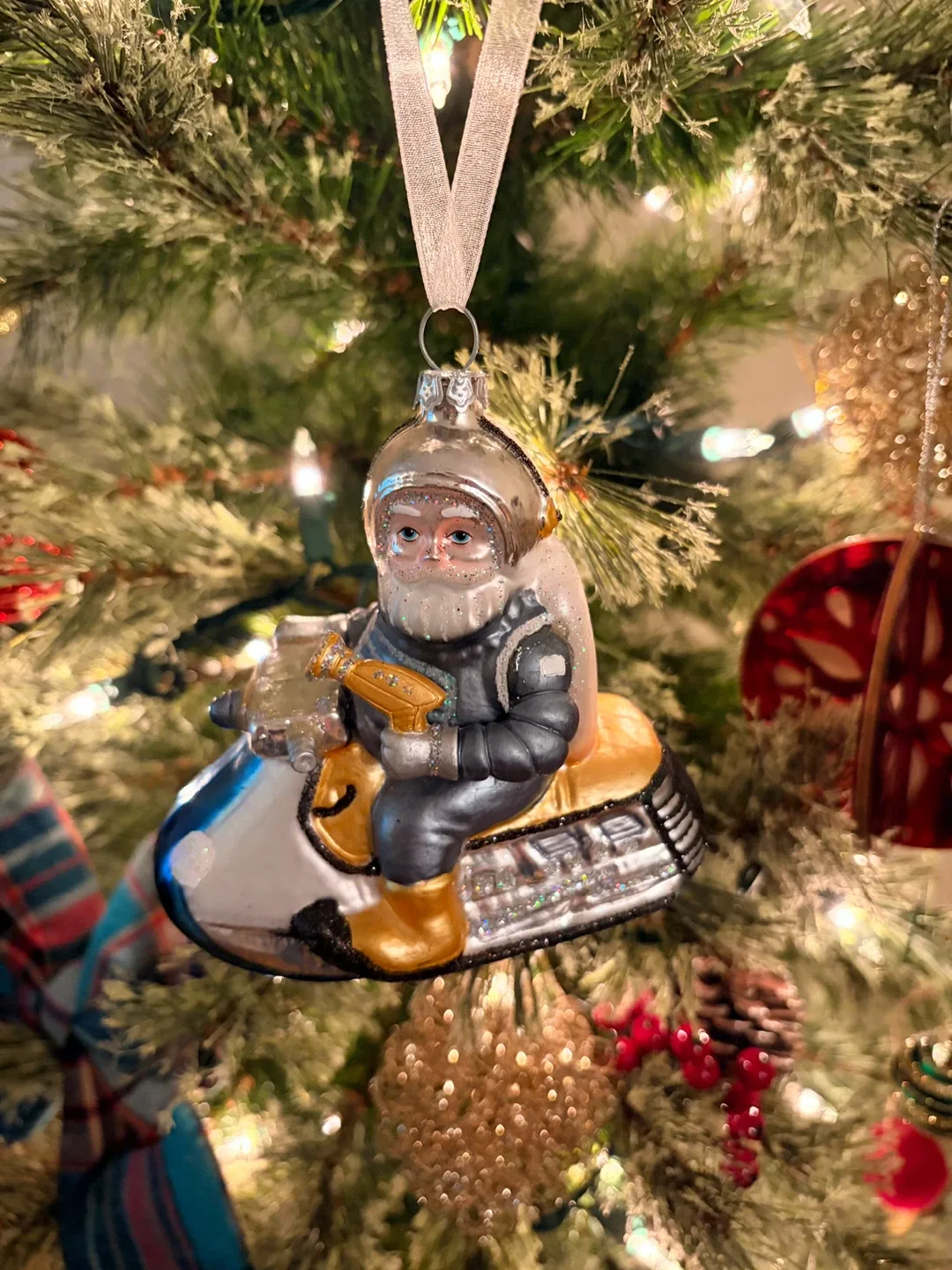Santa on Spaceship Ornament
