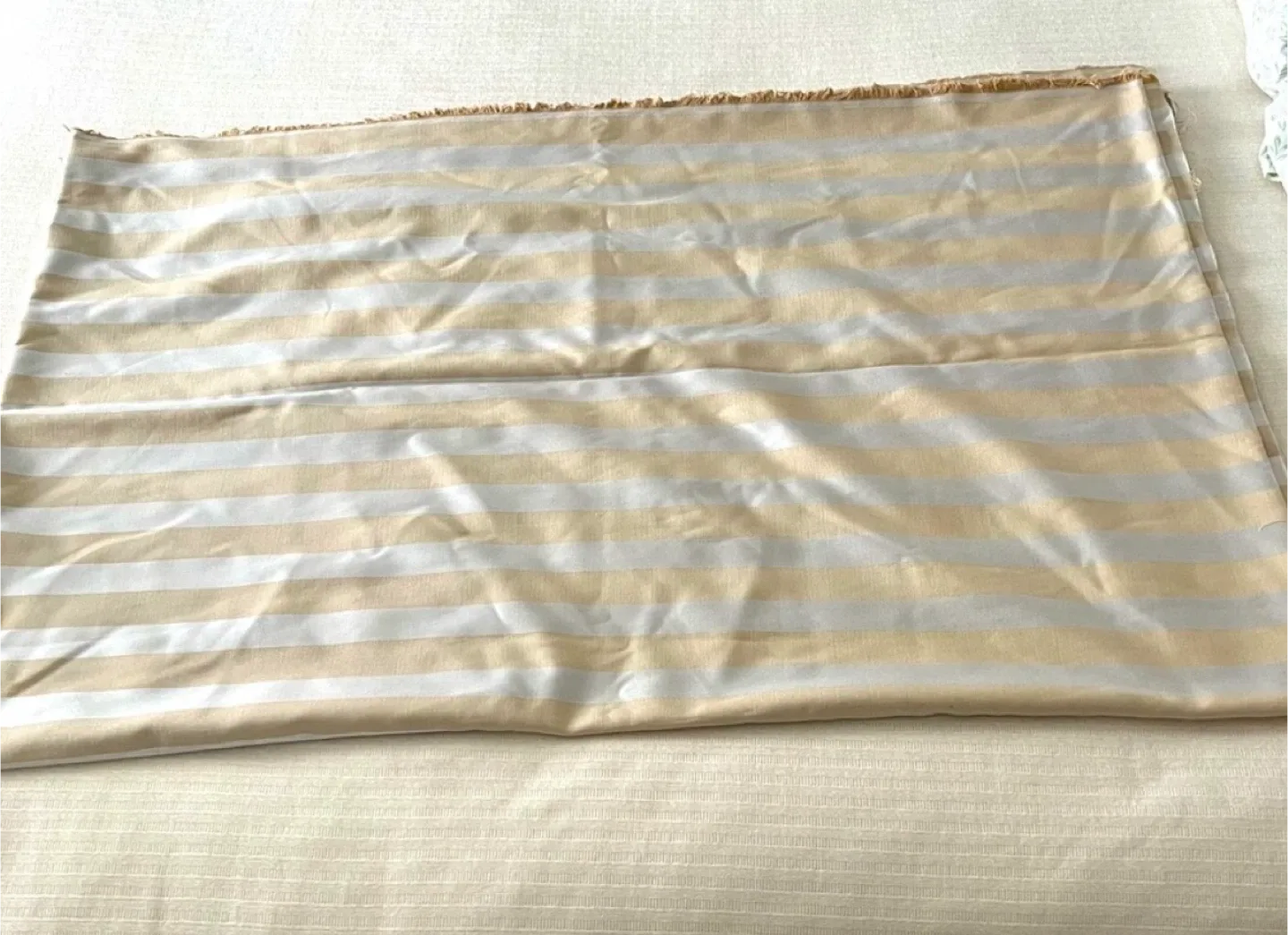 Striped Fabric Piece 174X57 inches - Beige and Silver