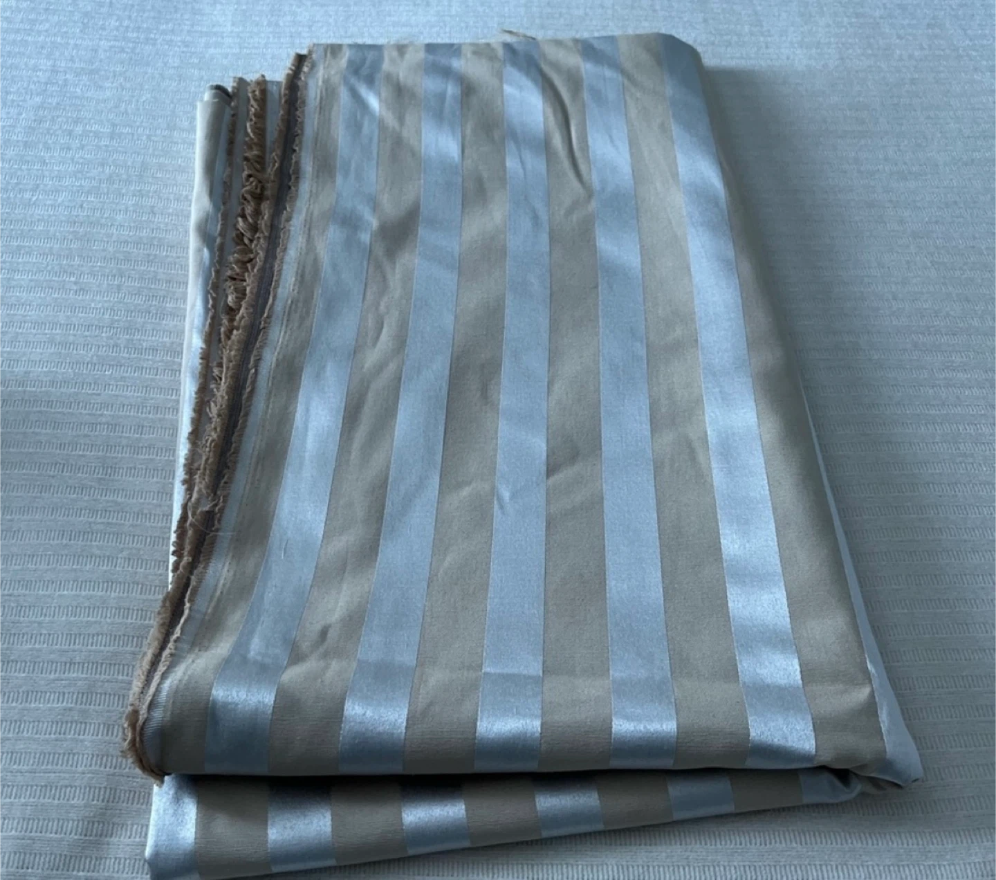 Striped Fabric Piece 174X57 inches - Beige and Silver - photo 4