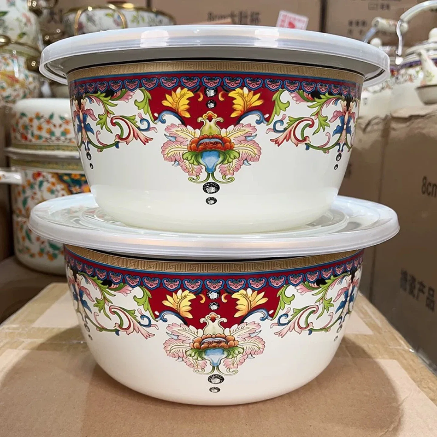 Floral Patterned Bowl with Lid