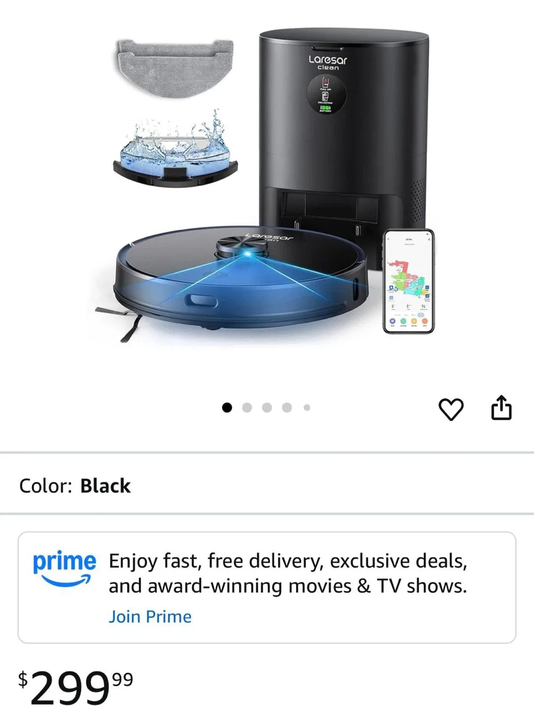 Laresar Robot Vacuum Cleaner - Black image indicator(2)