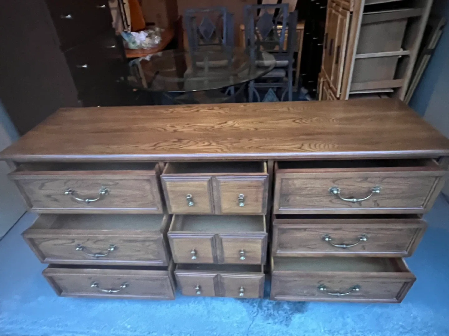 Free delivery used Wooden Dresser with 9 Drawers image indicator(10)