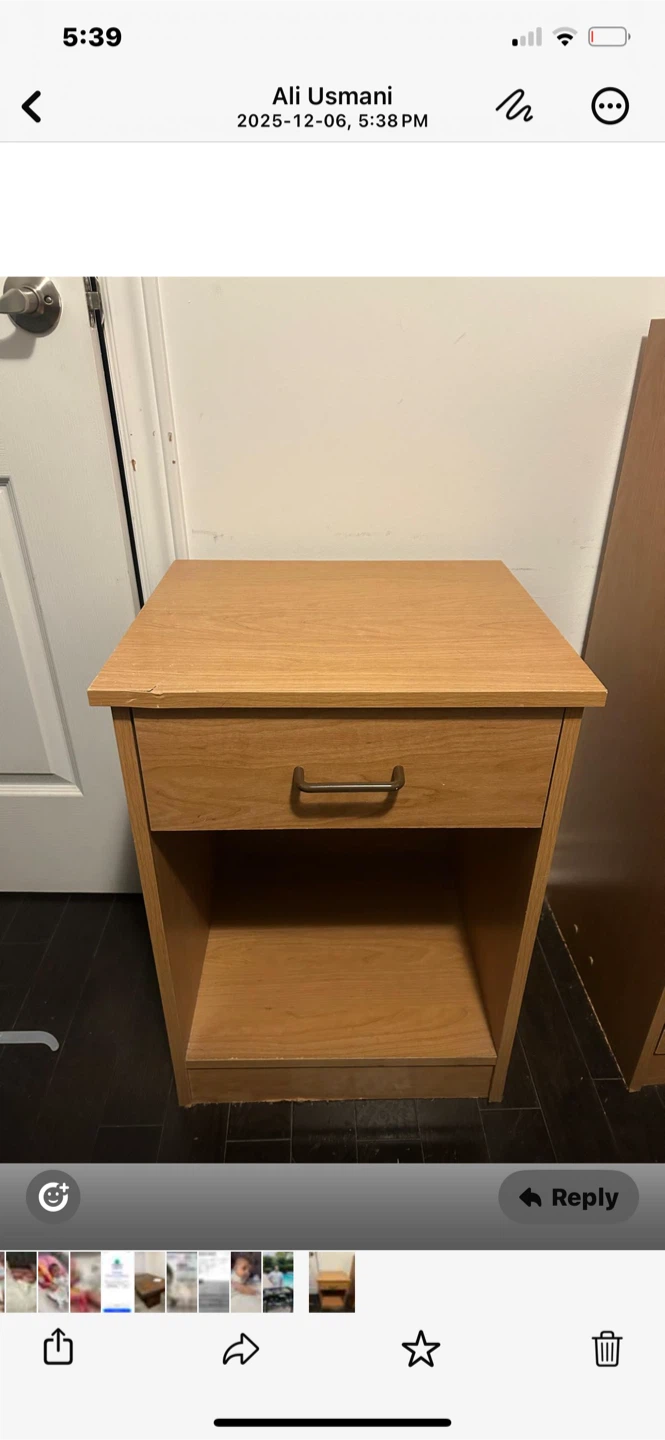 Wooden Nightstand with Drawer x 2