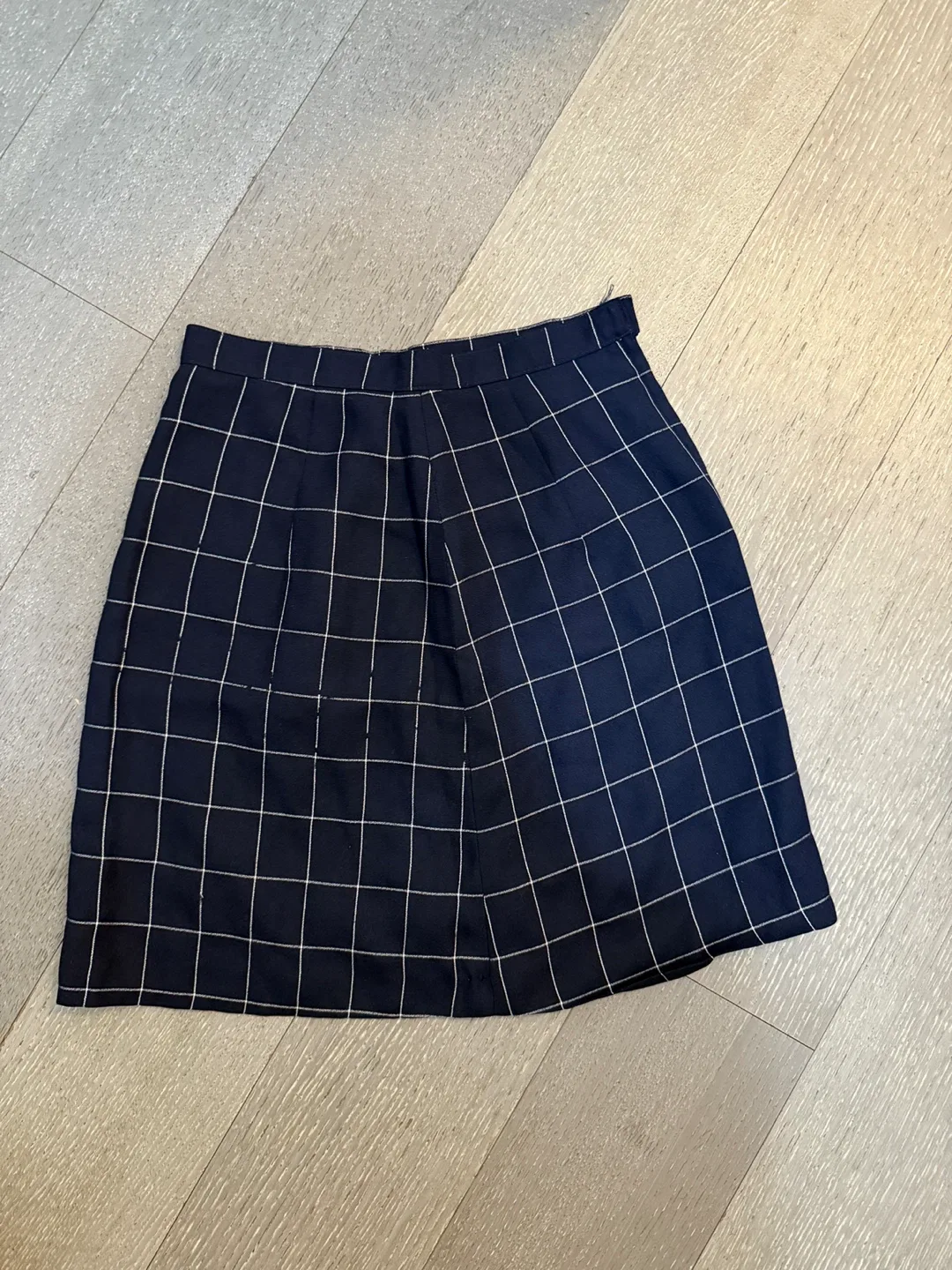 Navy Blue Plaid Skirt