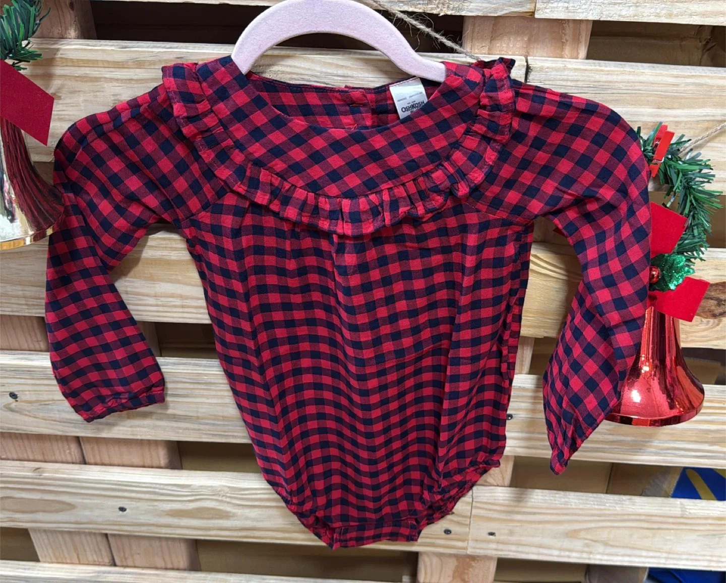 OshKosh Red & Black Plaid Ruffle Onesie