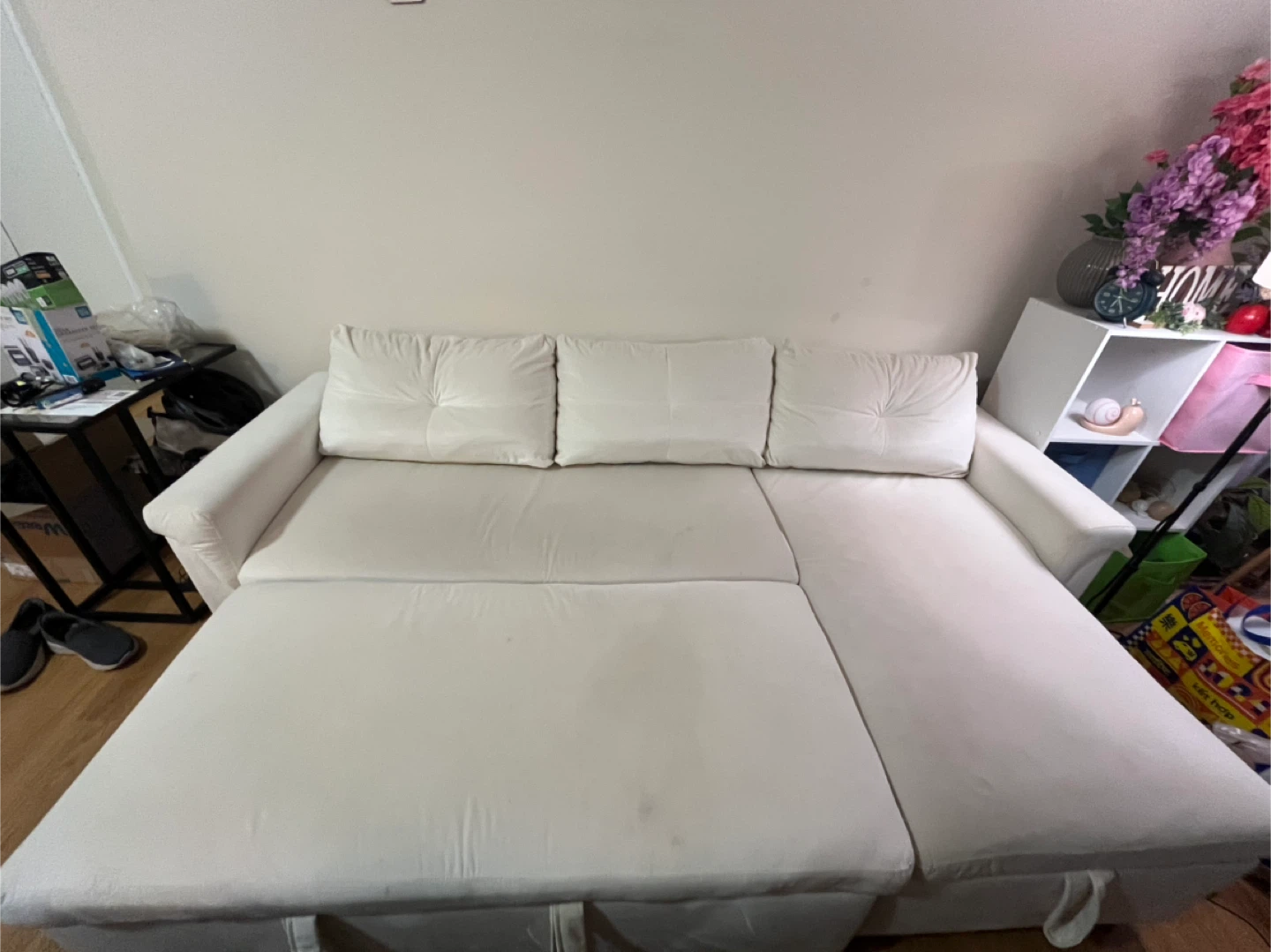MUZZ Beige Pull Out Sofa Bed with Reversible Chaise - photo 2