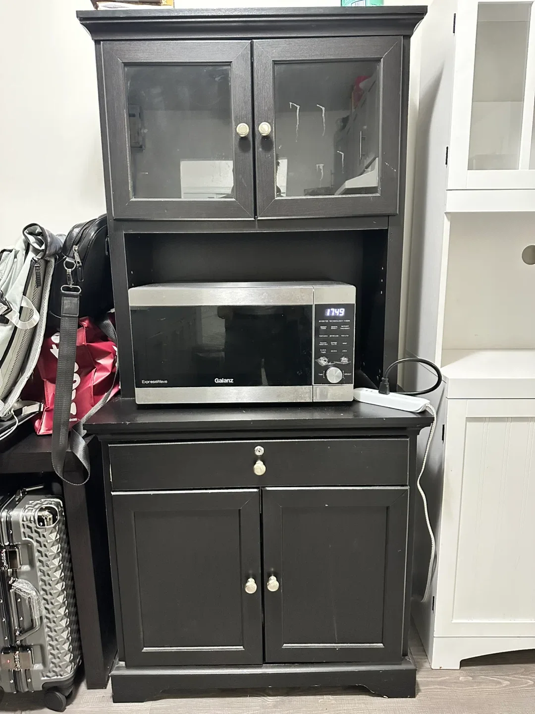 Espresso Wood Buffet with Hutch image indicator(3)