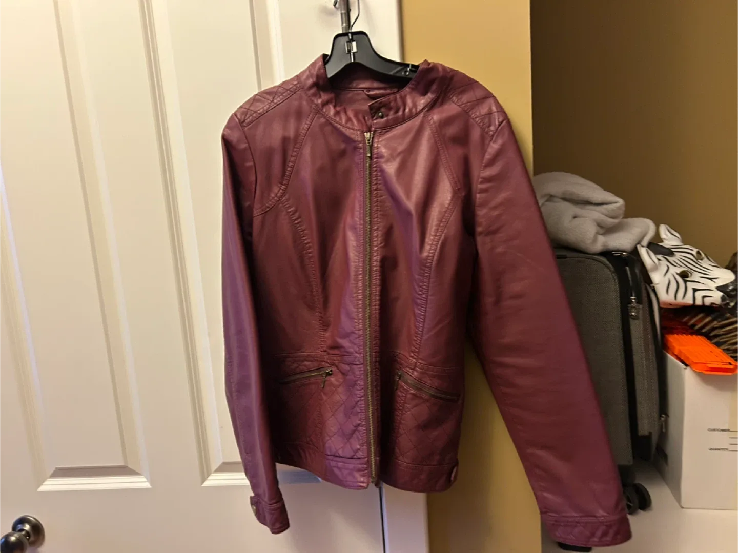 Reitmans Burgundy Faux Leather Jacket