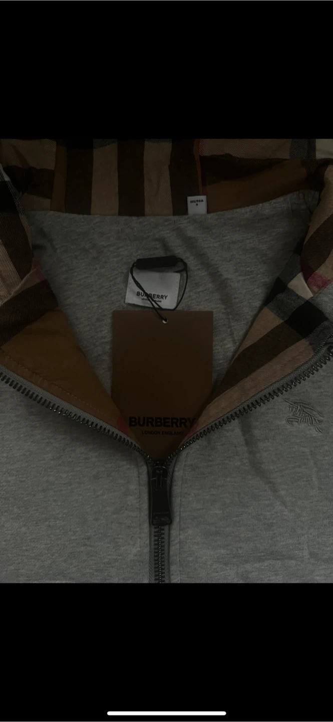 Grey Burberry Knight Stamp Cotton Zip Hoodie - photo 2