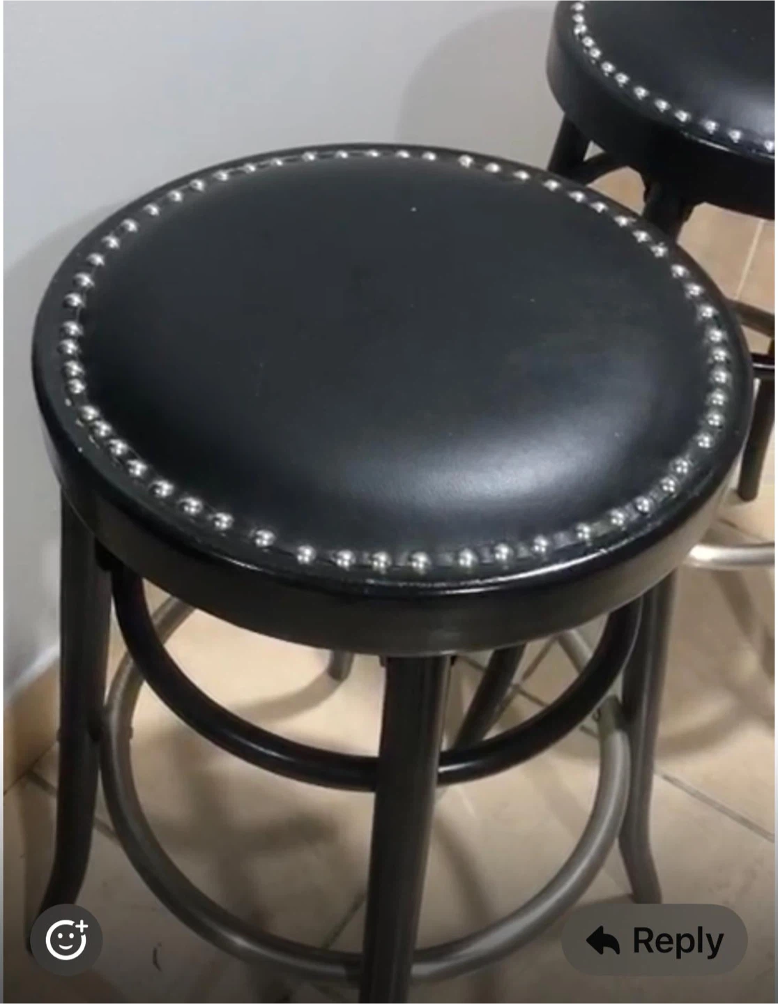 Black Bar Stool with Silver Studs