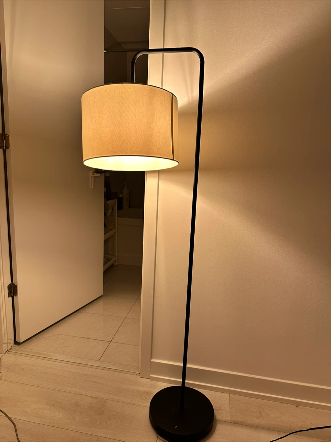 Floor Lamp - Black Frame, Beige Shade