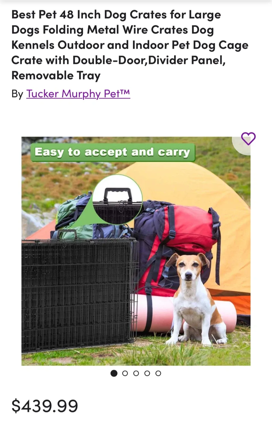 New! 48 Inch Dog Crate - Large, Folding, Metal Wire