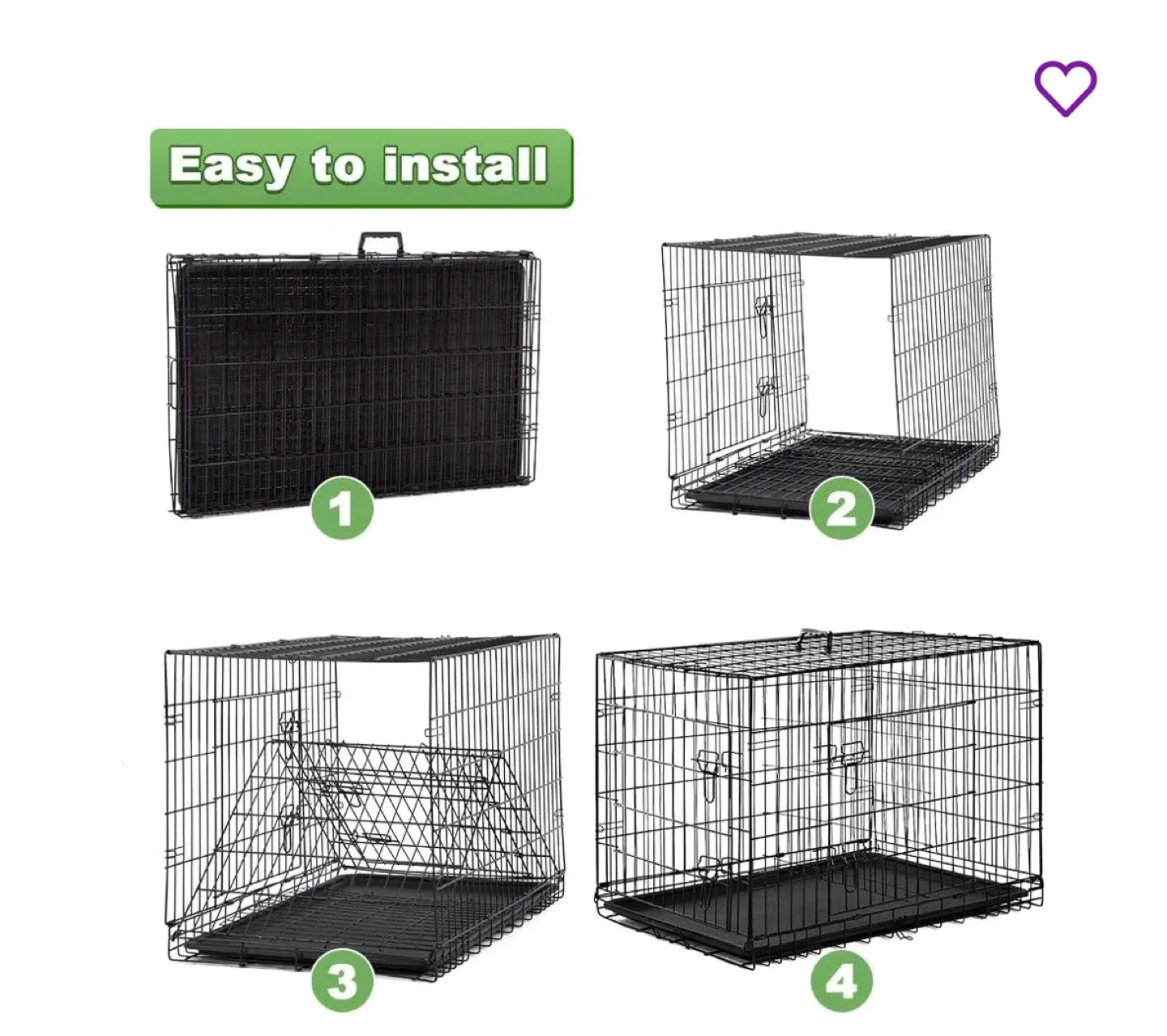 New! 48 Inch Dog Crate - Large, Folding, Metal Wire image indicator(4)