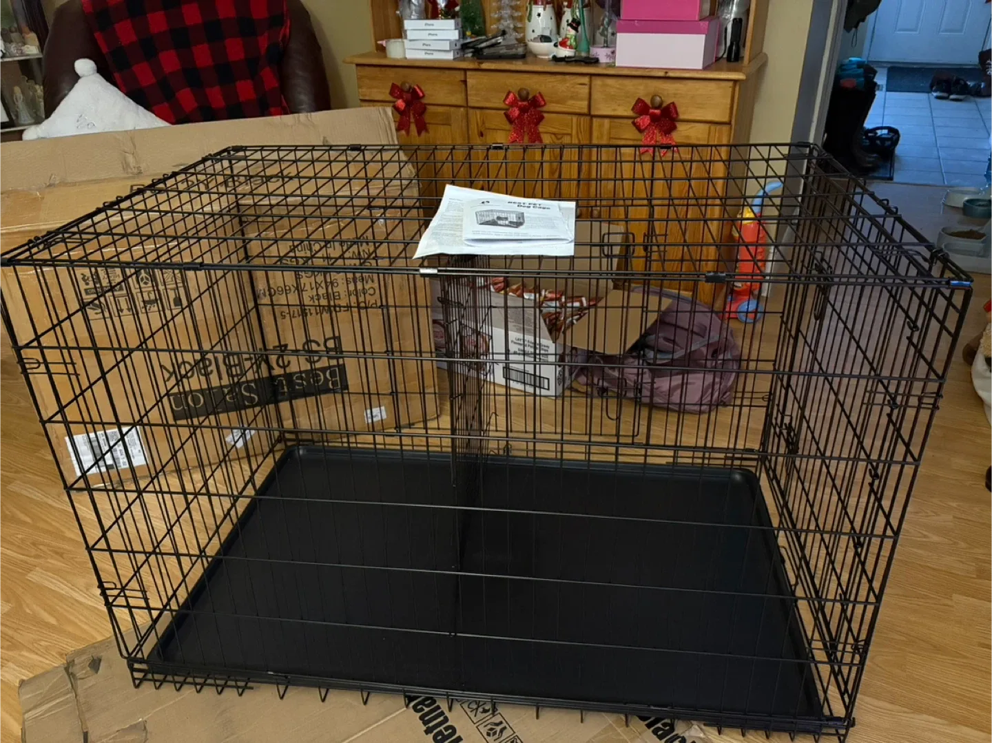 New! 48 Inch Dog Crate - Large, Folding, Metal Wire image indicator(6)