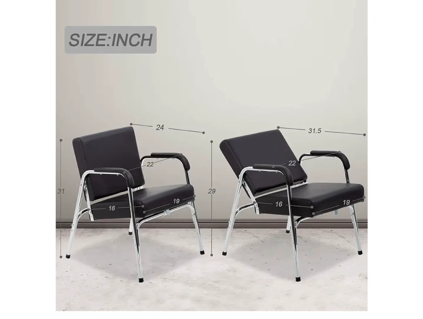 New! Black Salon Chair with Chrome Frame image indicator(2)