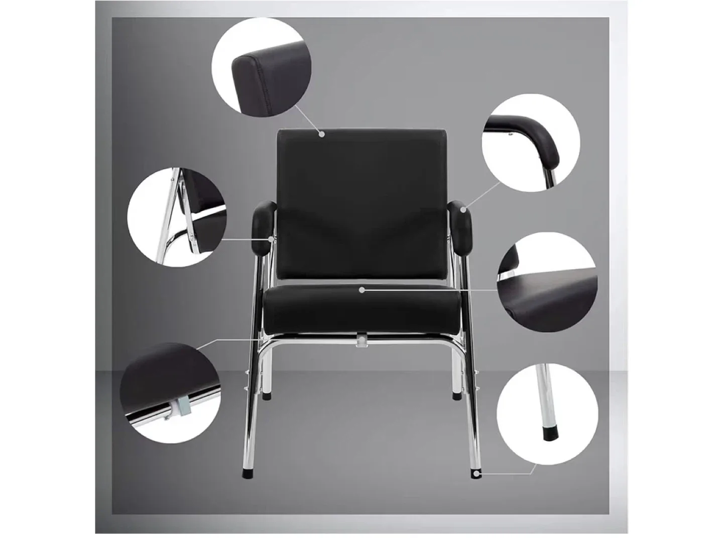 New! Black Salon Chair with Chrome Frame image indicator(4)