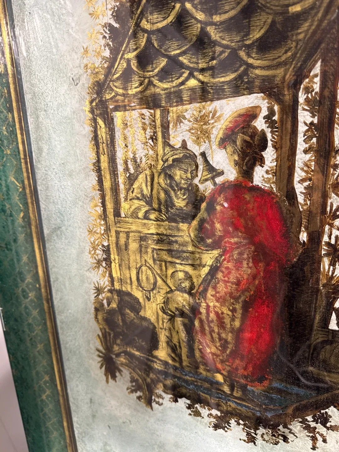 Decorative Glass Wall Panel with Cranes and People image indicator(2)