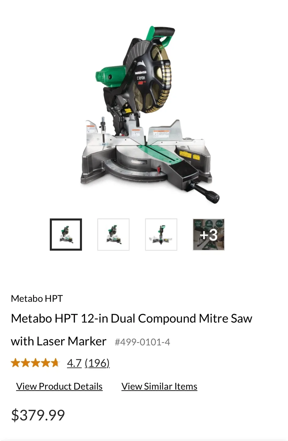 Metabo HPT 12-in Dual Compound Mitre Saw