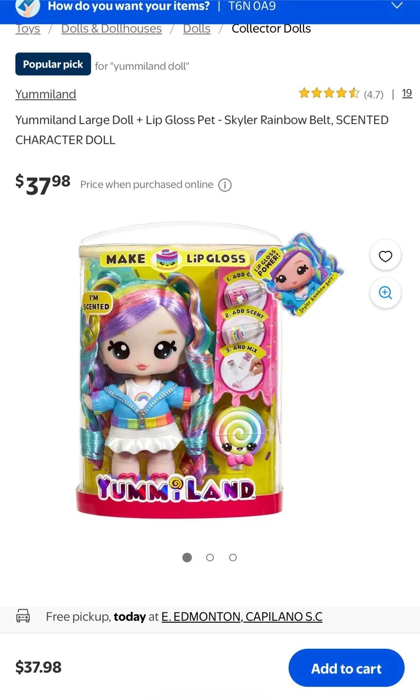 YummiLand Large Doll + Lip Gloss Pet - Skyler Rainbow Belt