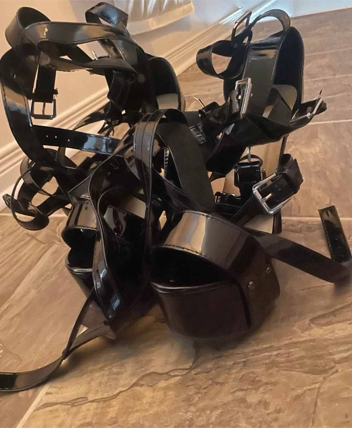 Black Strappy Platform Heels - Size 40