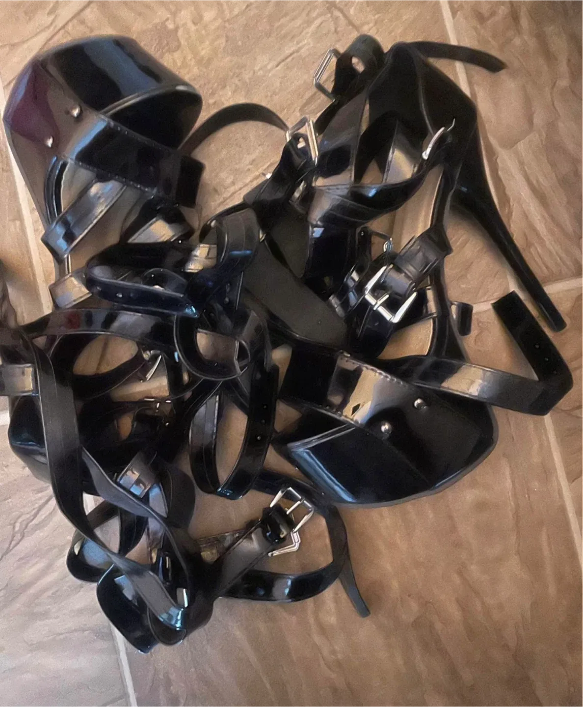 Black Strappy Platform Heels - Size 40 image indicator(2)
