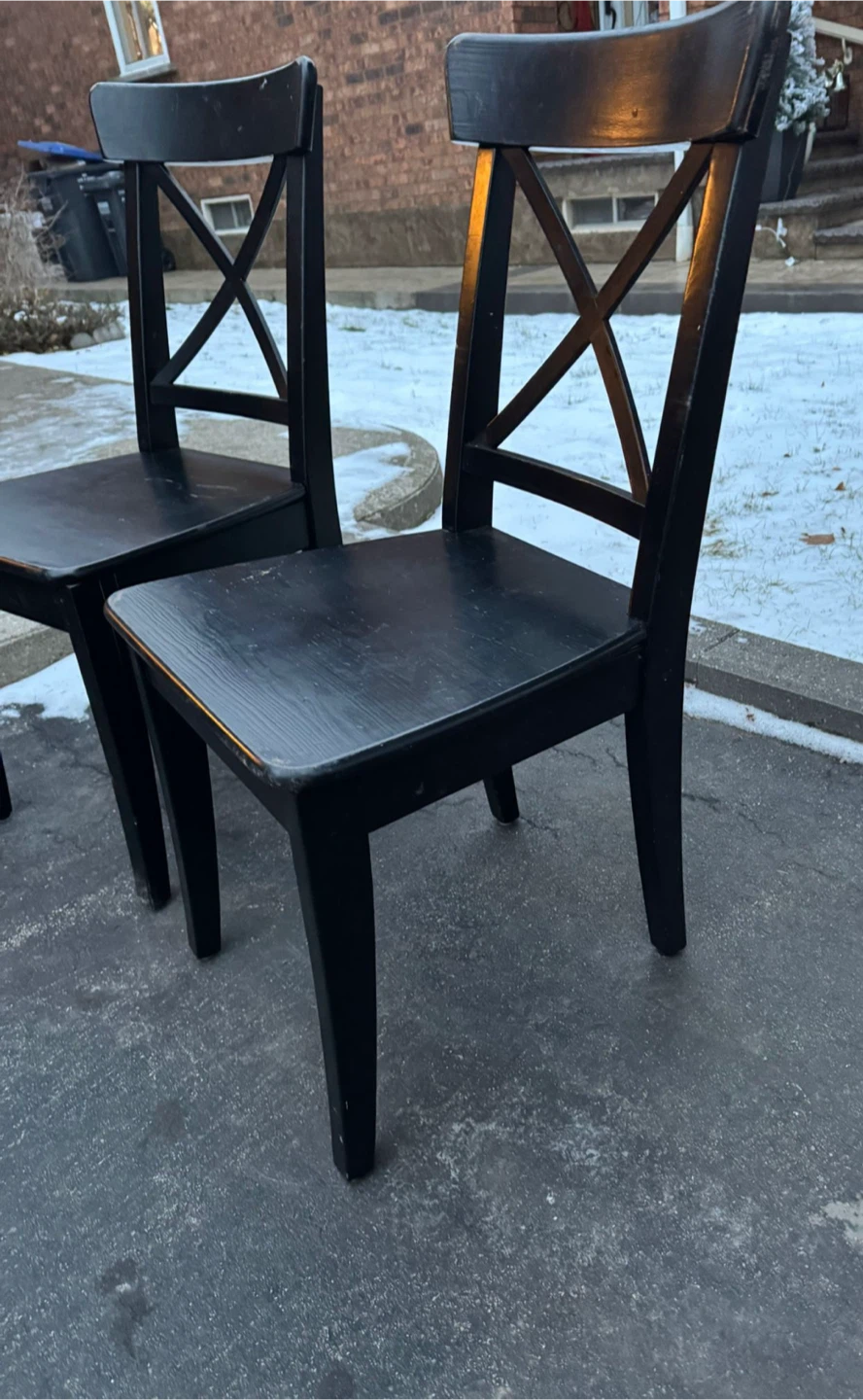 Ikea Black Cross Back Dining Chairs - Set of 2