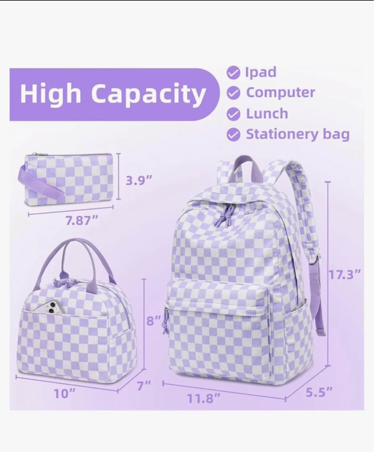 Brand new !! Backpack Set - Includes Lunch Bag & Pencil Case image indicator(2)