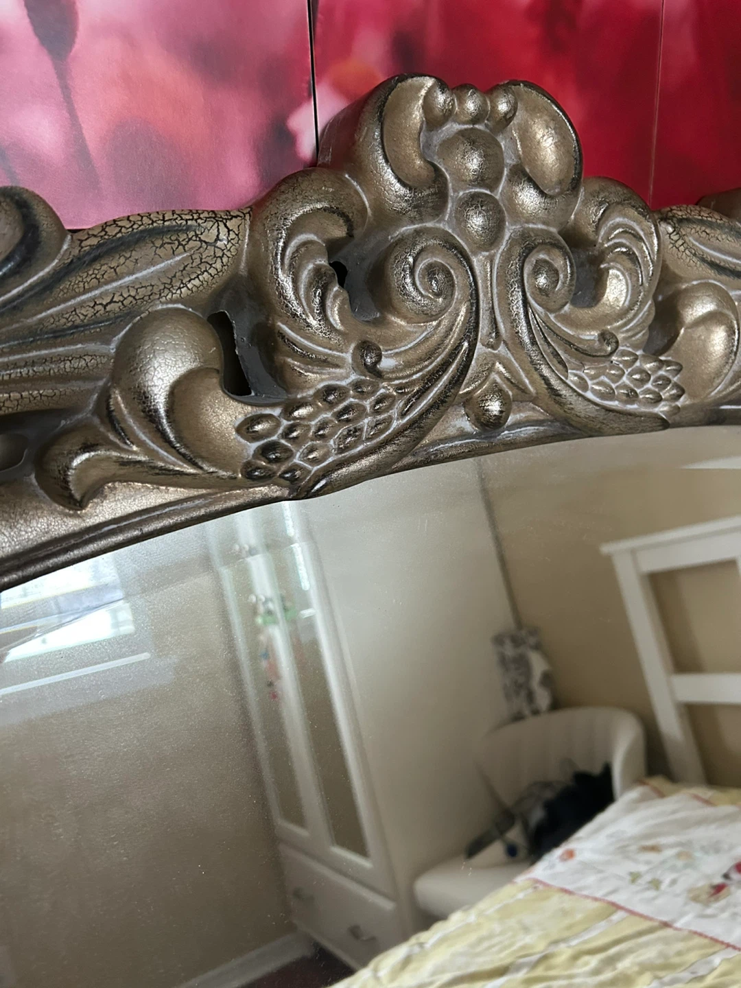 Ornate Oval Wall Mirror - Silver Finish - photo 2