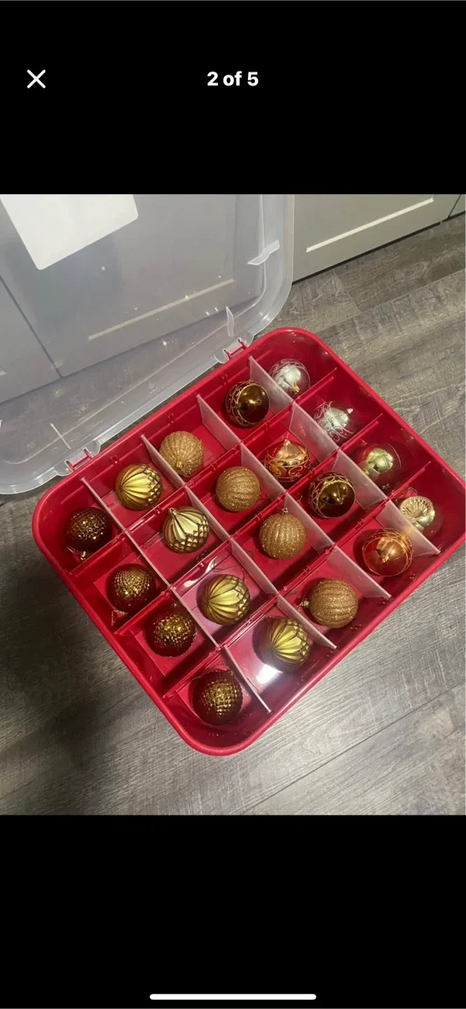 2 Sterilite Ornament Storage Boxes with Ornaments