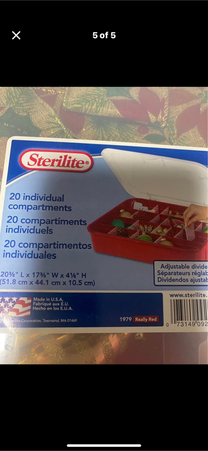 2 Sterilite Ornament Storage Boxes with Ornaments - photo 4