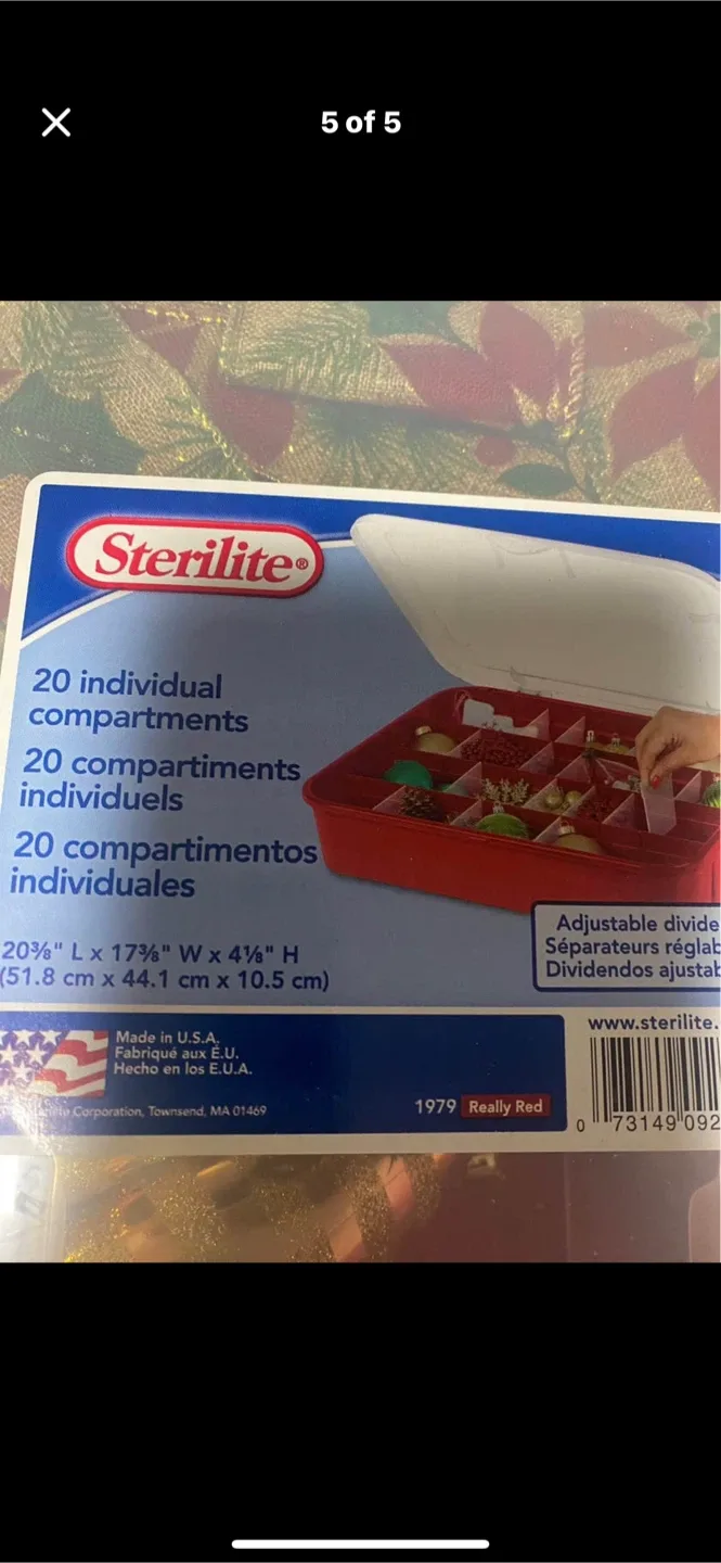 2 Sterilite Ornament Storage Boxes with Ornaments image indicator(4)
