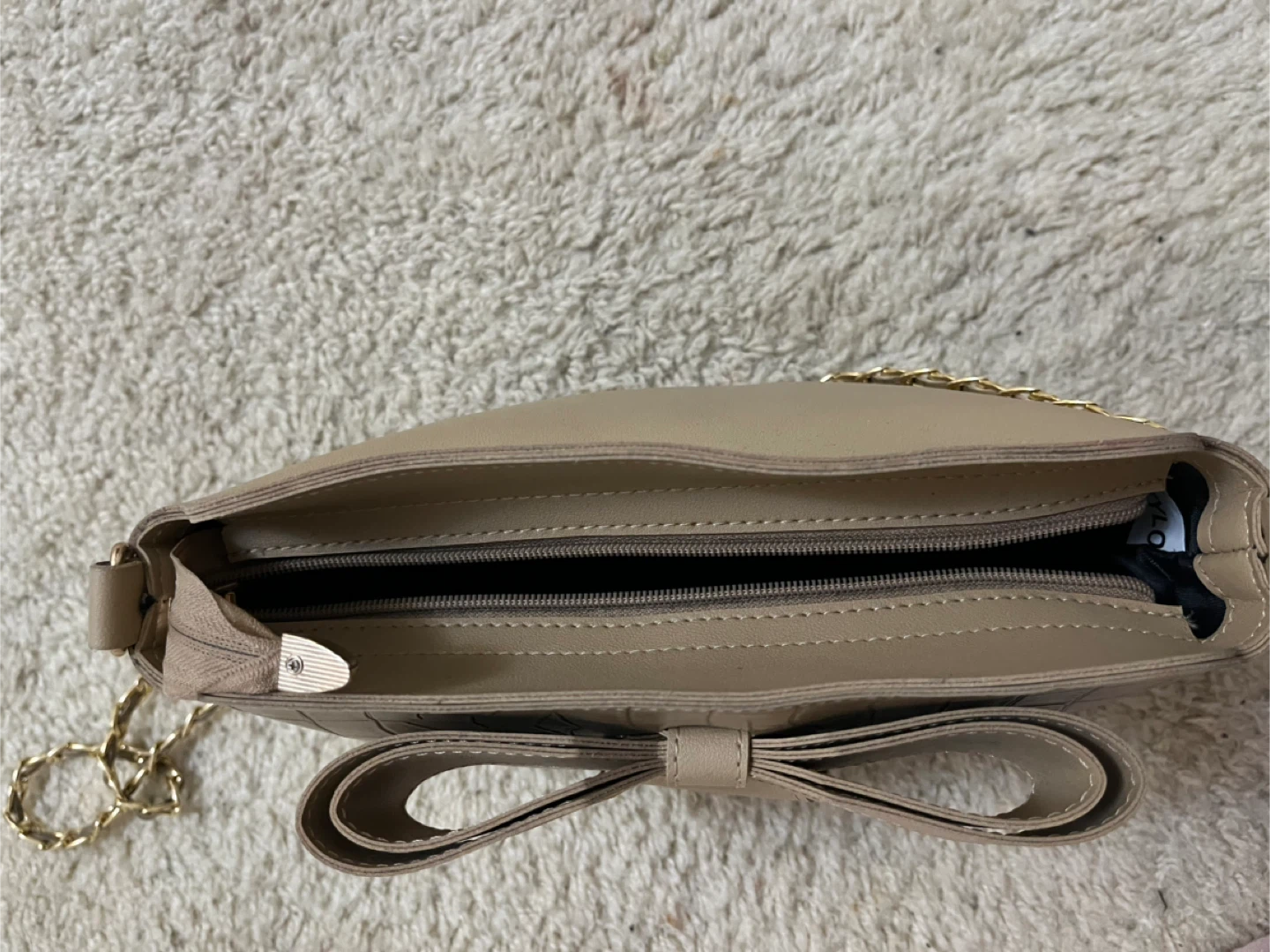 Beige Bow Accent Shoulder Bag - photo 2