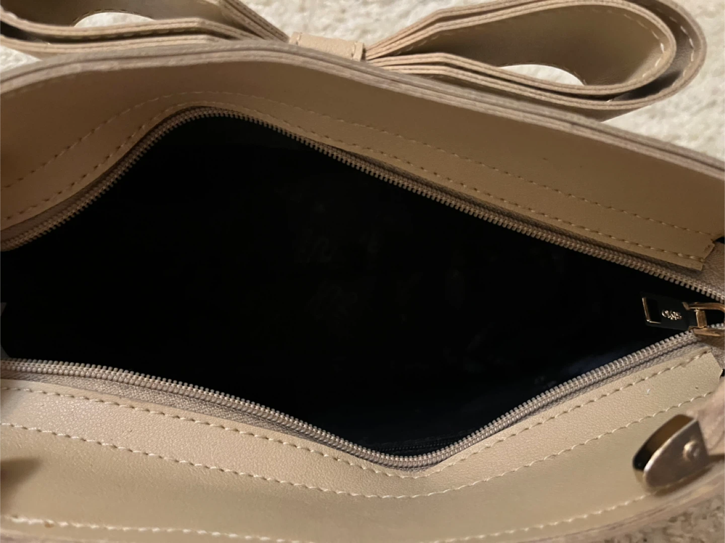 Beige Bow Accent Shoulder Bag - photo 4