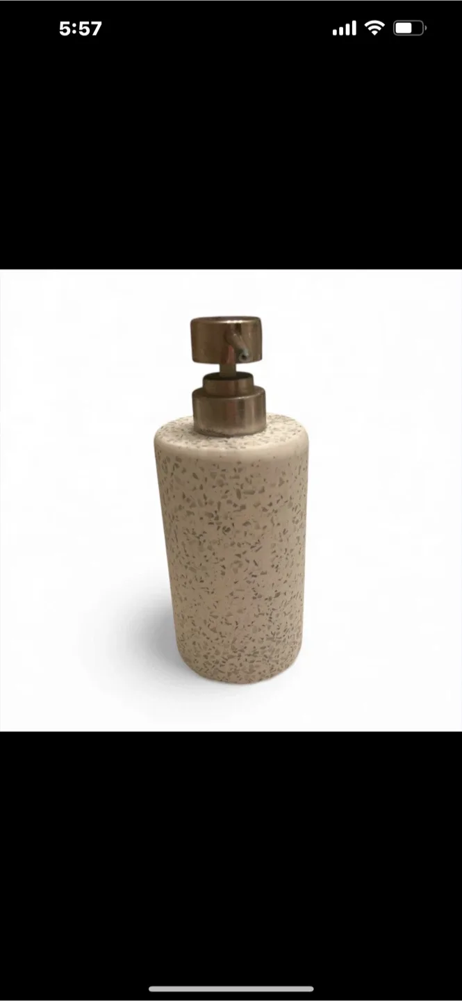 Neutral Speckled trash can & Soap Dispenser Set