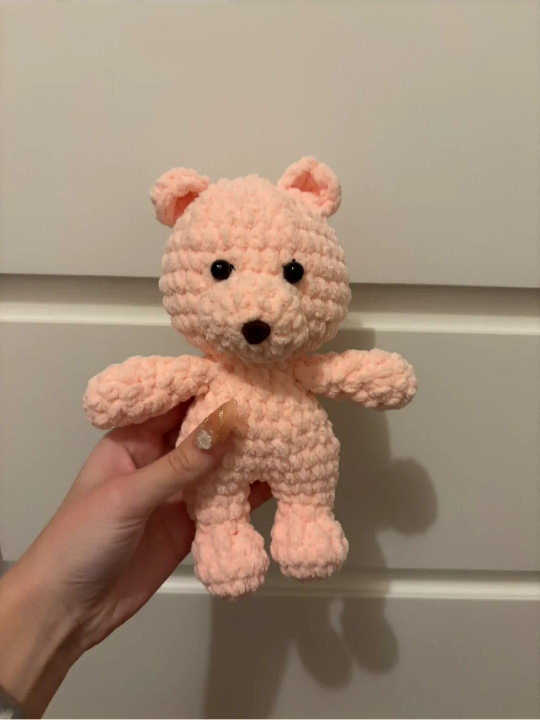 Handmade Knitted Pink Teddy Bear