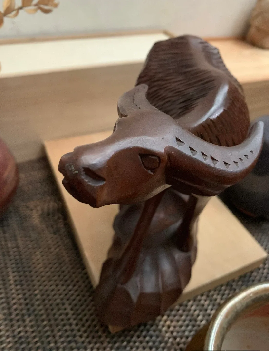 #🎁idea•Wooden Water Buffalo Statue