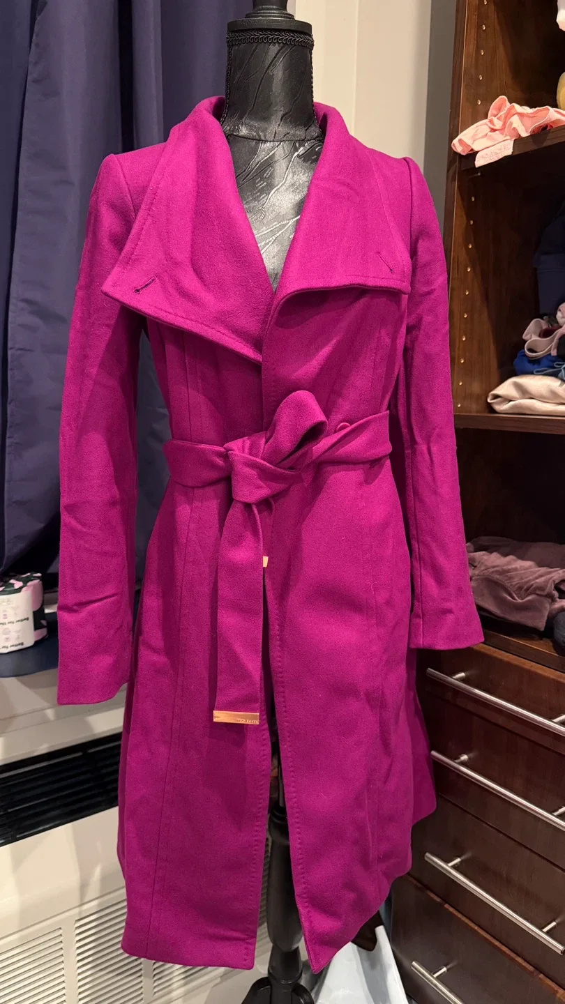 Ted Baker London Purple Wool Blend Coat Size 1