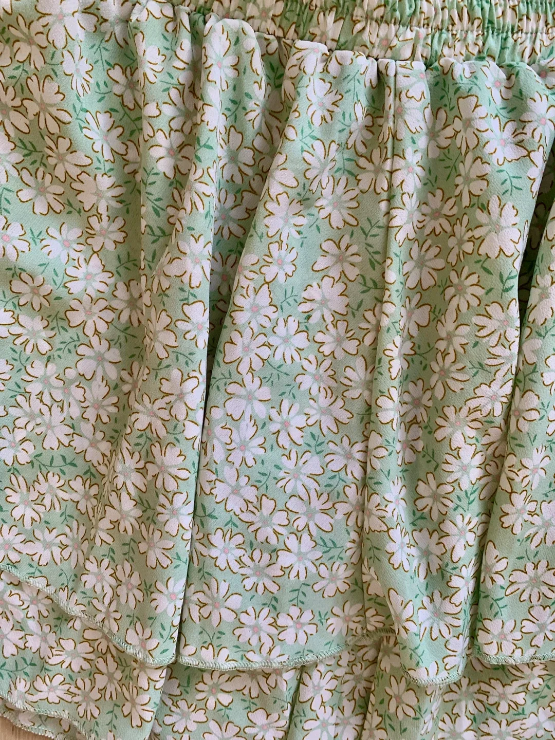 SHEIN Floral Print Ruched Strapless Top And Elastic Waist Shorts image indicator(2)