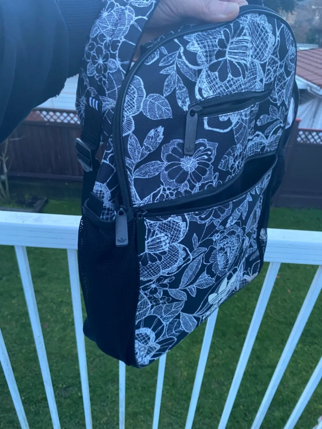 NEW ADIDAS BLACK PRINT BACKPACK, SEE ALL PICTURES image indicator(5)