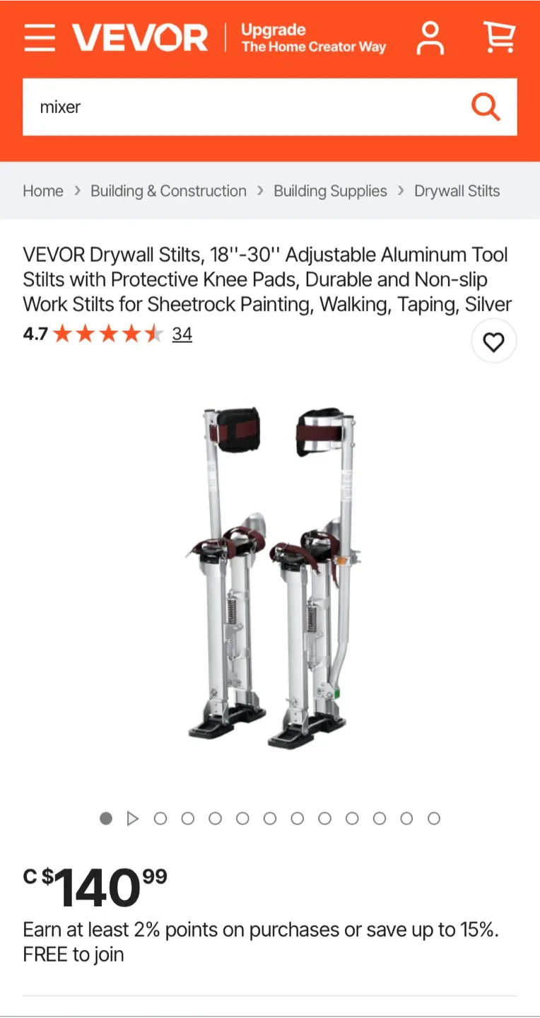 Adjustable Height Drywall Stilts image indicator(7)